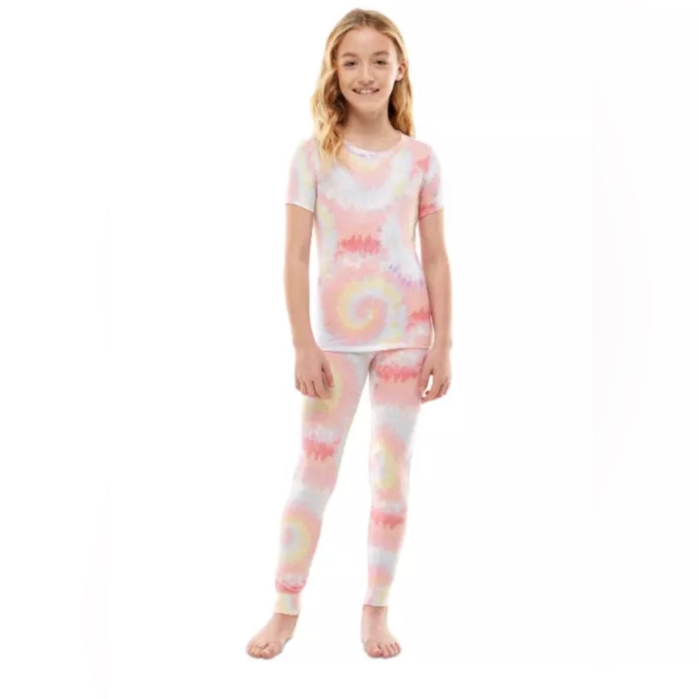 Roudelain Big Girls 2-Pc. Printed Pajama Set Tie Dye White Size M (10)